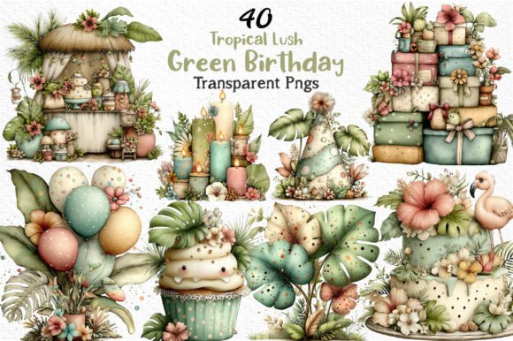 Download Tropical Lush Green Birthday Clipart Png - Birthday Collection