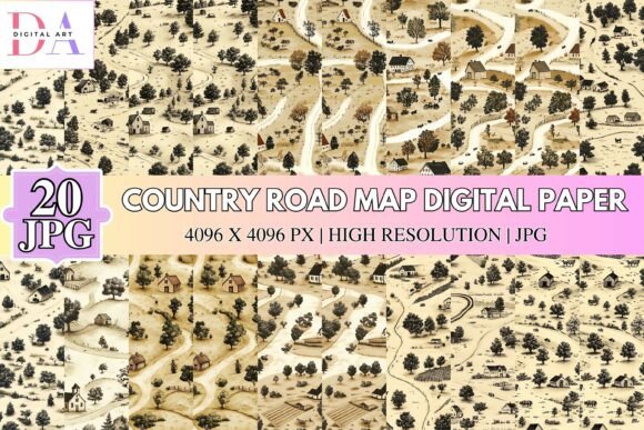 Download Country Road Map Digital Paper - Paper Collection
