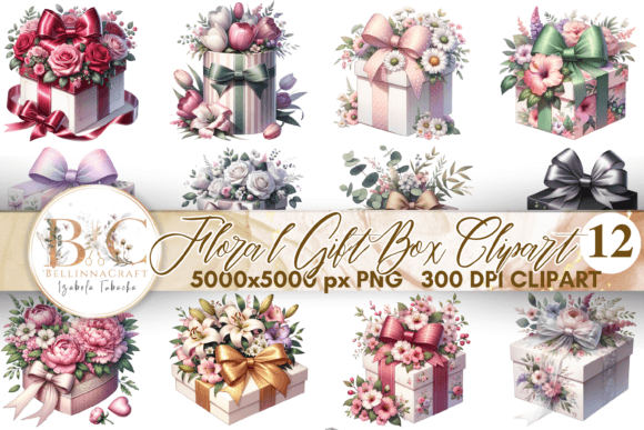 Download Floral Gift Box Happy Birthday Clipart - Birthday Collection