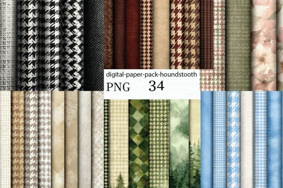 Download Houndstooth Digital Paper Pack PNG - Paper Collection