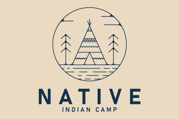 Download Indian Camp Line Art Logo Minimalist - Minimal Collection