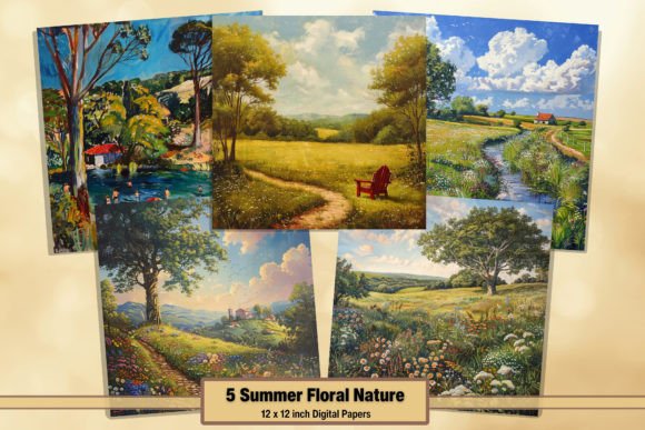 Download Summer Nature Scene Digital Paper Pack 6 - Paper Collection