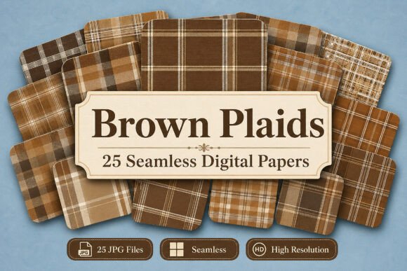 Download Brown Plaids Digital Papers Set - Paper Collection