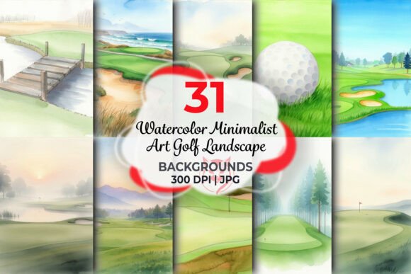Download Watercolor Minimalist Art Golf Landscape - Minimal Collection