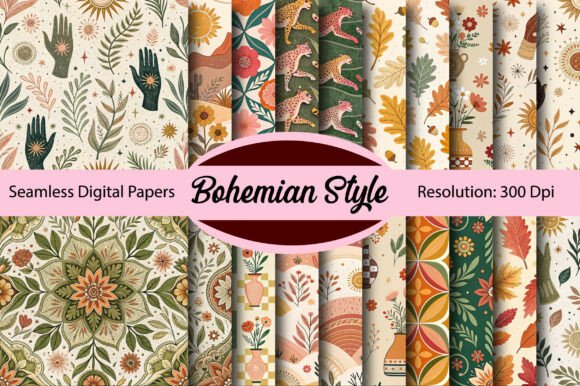 Download Bohemian Style Seamless Digital Paper - Paper Collection
