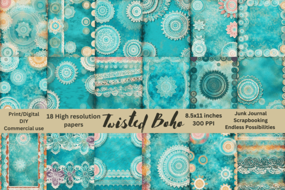 Download 18 Hi-Res 8.5x11 Bohemian Style Papers - Paper Collection